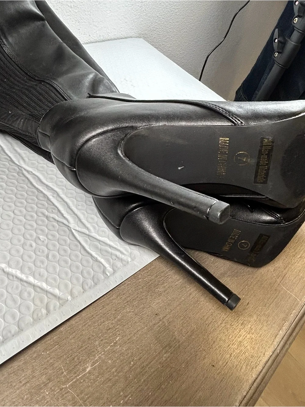 Women’s Black Over the Knee Stretch Boots Stiletto Heel Pointed Toe Size 7